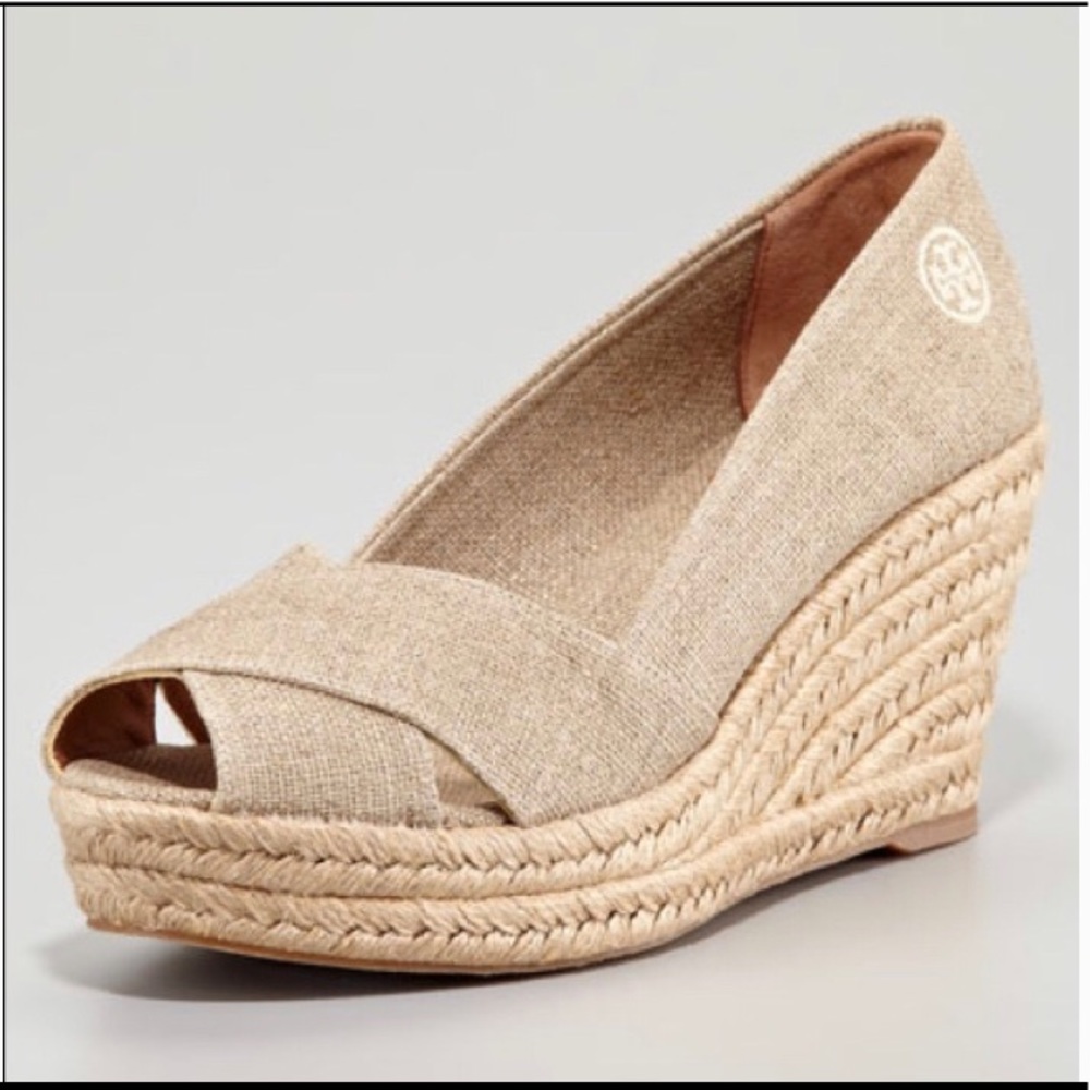 Beige Espadrille by Tori Burch; Wedge Peep Toe